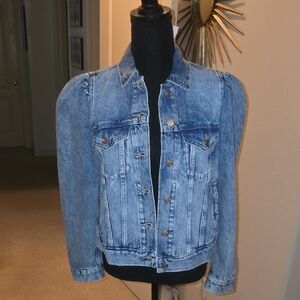 BRAND NEW WOMEN'S GAP ICON RUFFLE SLEEVE DENIM JACKET SIZE GA